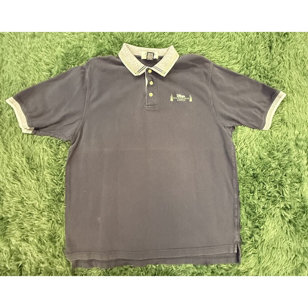 Disney's Wilderness Lodge Polo Shirt LG Walt Disney World Resort Navy Blue Gray